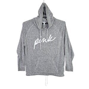 Womens Victorias Secret Pink Gray Pullover Hoodie Sweatshirt Viscose Blend L